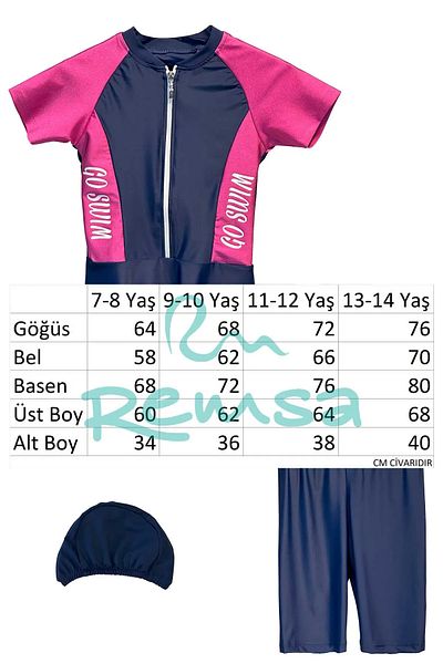 REMSA Uv Protection Skirted Tights Short Sleeve Girl's Swimsuit Mira 1511 Fuchsia