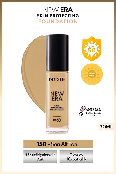 NOTE New Era Skin Protecting Spf 50 Moisturizing Foundation with Hyaluronic Acid - 150 Medium Beige
