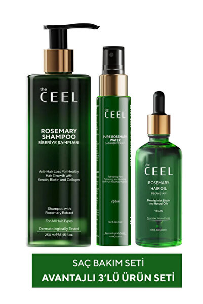 The Ceel 3'lü Saç Bakım Seti- Dökülme Karşıtı ve Aşırı Yıpranmış Saçlara Özel