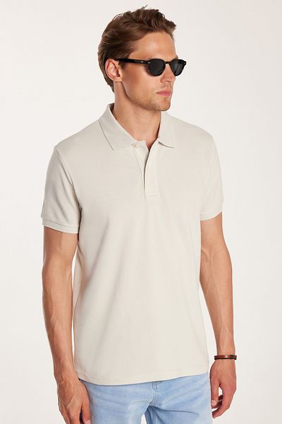 Tudors Men's Slim Fit Slim Fit 100% Cotton Gray Polo Neck T-Shirt