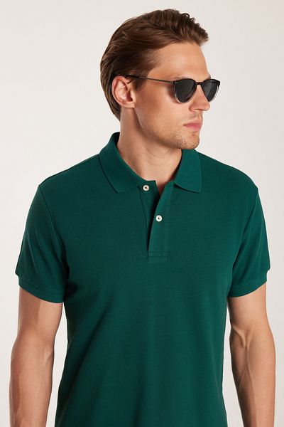 Tudors Ανδρικό T-shirt Slim Fit Slim Fit 100% βαμβακερό πράσινο γιακά πόλο