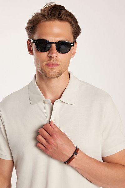 Tudors Men's Slim Fit Slim Fit 100% Cotton Gray Polo Neck T-Shirt
