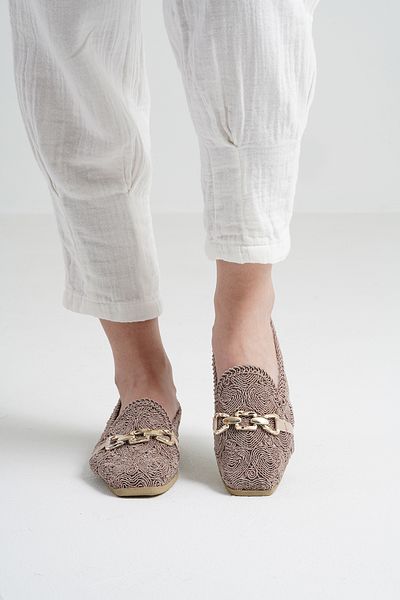 Beyond Women's Mink Buckle Embroidered Straw Knitwear Daily Ballerinas Byndtrb03