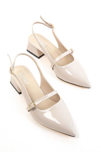 SOHO Beige Patent Leather Women's Classic Heeled Shoes 20656