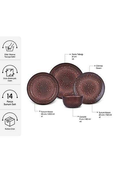 Karaca Cameron 14 Piece Glass Catering Serving Set