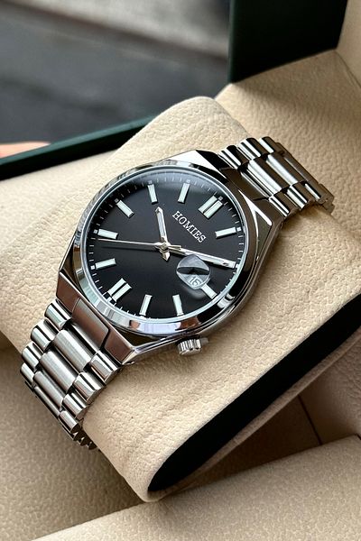 Homies Men's Wristwatch Steel Band 3 Atm Waterproof Gift Bracelet with Calendar