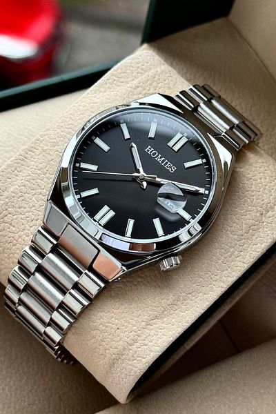 Homies Men's Wristwatch Steel Band 3 Atm Waterproof Gift Bracelet with Calendar