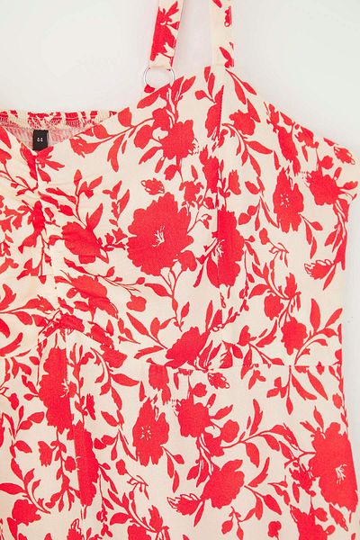 Trendyol Curve Pink Shally Woven Plus Size Dress