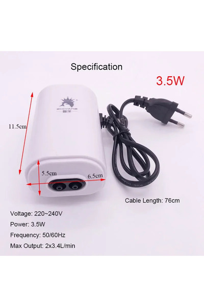 Choice 3.5W EU plug Silent 220V 3.5W 8W 12W Aquarium Air Pump Fish Tank Mini ...