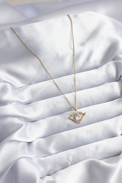 Skygo 316L Steel Gold Color Chain Zircon Stone Heart Model Women's Necklace - Tj-Bko8005