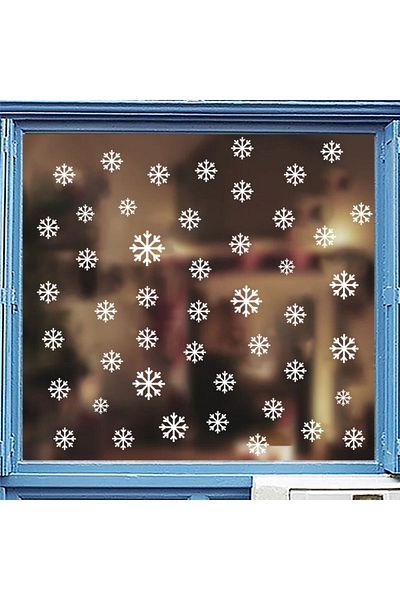 hediyenebak Snowflakes Sticker Label - New Year Themed - Glass, Door Wall, Window 6X6 cm 48Pcs