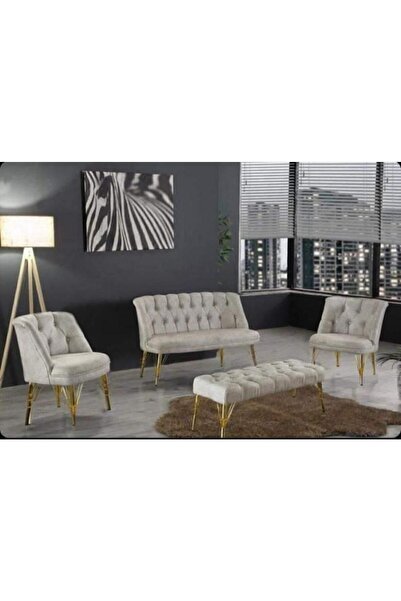 Ecem Life Krem Cay Seti Koltuk Takımı 2 1 1 Puf Hedye