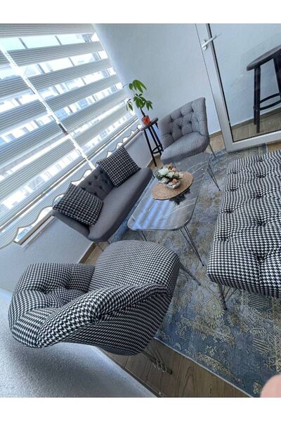 Genel Markalar Kazayagı Metal Ayak Cat Seti 2 1 1 Puf Hedye