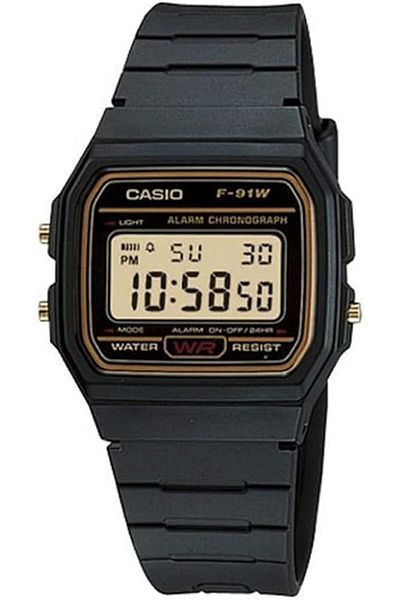 Casio Digital Watch with Resin Strap, Black, F-91wg-9qdf