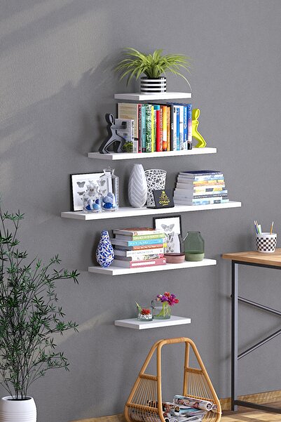Cosargroup 5 Li İskandinav Tarzı Bohem Pramit Model Duvar Rafı Tv Rafı Kitapl...