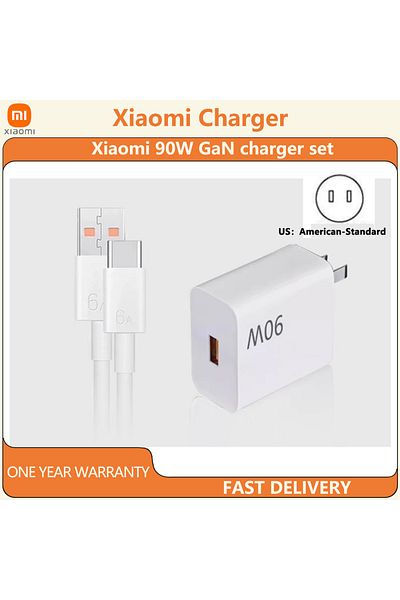 Xiaomi White Box Packing Mi 90w Us Gan Charger Fast Charing Usb-a Output With 6a Type-c Cable The Or