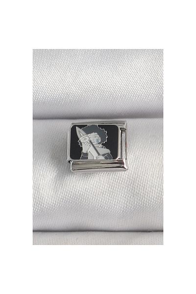 Marsilyan 316L Steel Silver Color Black Engraved Portrait Model Nomination Charm - Tj-Bc1385