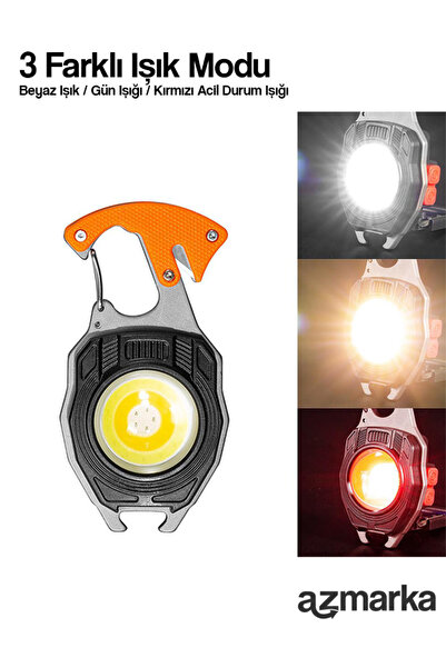 azmarka Çok Fonksiyonlu Deprem & Kamp Feneri – Çakmak, Tornavida, Anahtarlıklı, Cam Kırıcı & Kemer Kesici