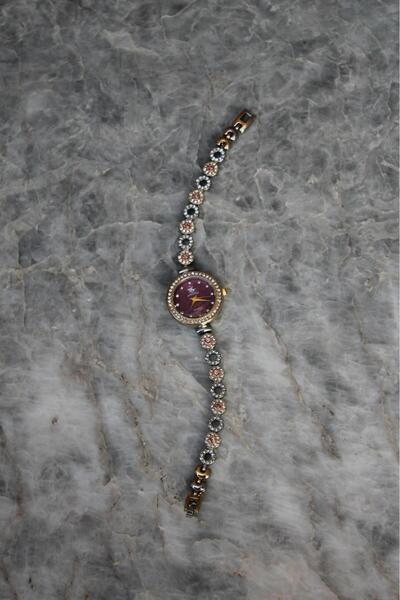 SHINELUC ساعة بيلا روزا فوشيا بيضاوية الشكل للنساء