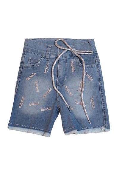 Aykır ı Bebe Glitter Written 3-7 Years Old Girl Jeans Shorts