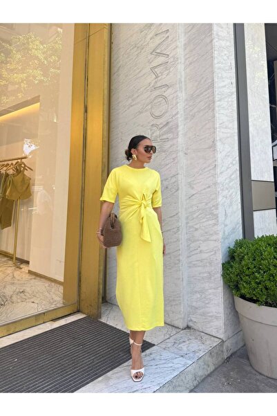 eBaa fashıon Kadın Yandan Bağlamalı Modal Kumaş Elbise