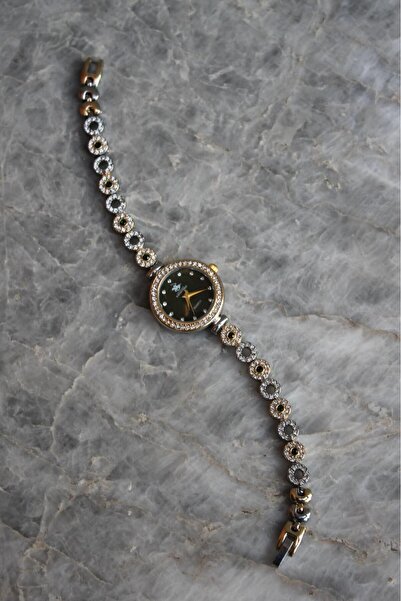 SHINELUC ساعة بيلا روزا للنساء بحجر بيضاوي أخضر