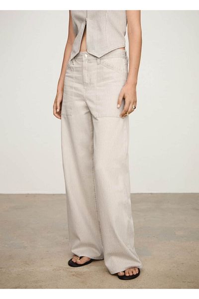 MANGO Woman Striped Wideleg Jeans