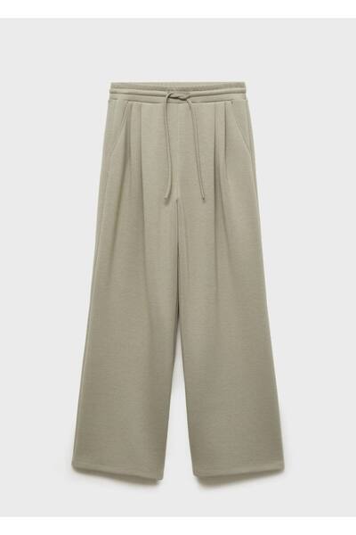 MANGO Woman Pileli Wideleg Jogger Pantolon