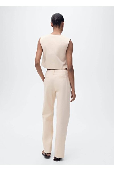 MANGO Woman Cotton Straight Cut Mid Waist Pants