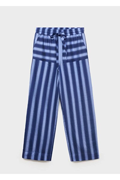 MANGO Woman İki tonlu çizgili dokuma lyocell pantolon