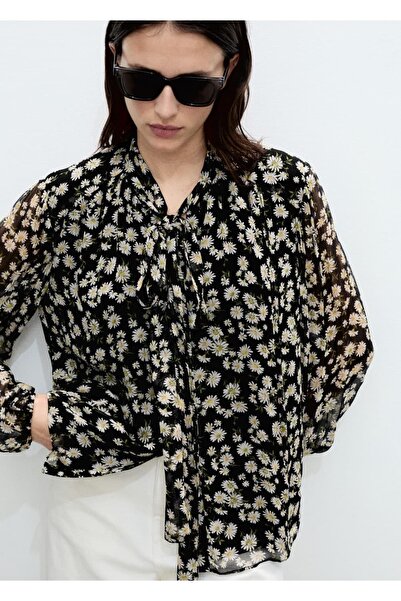 MANGO Woman Çiçekli bağ detaylı bluz