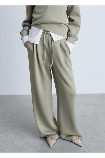 MANGO Woman Pleated Wideleg Jogger Pants
