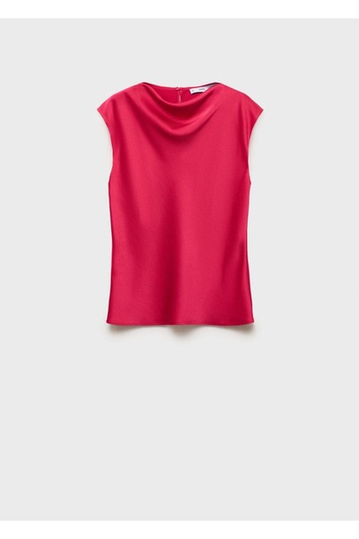 MANGO Woman Drape yakalı saten bluz