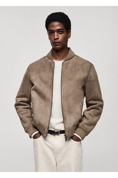 MANGO Man Σουέντ Bomber Jacket