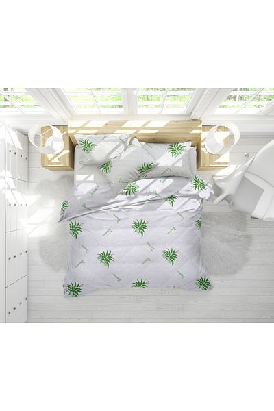 ALCAM Aloe Vera Essence Set, Microfiber Pillow 50x70 Cm And Quilted Duvet 350g/sqm, 140x200 Cm