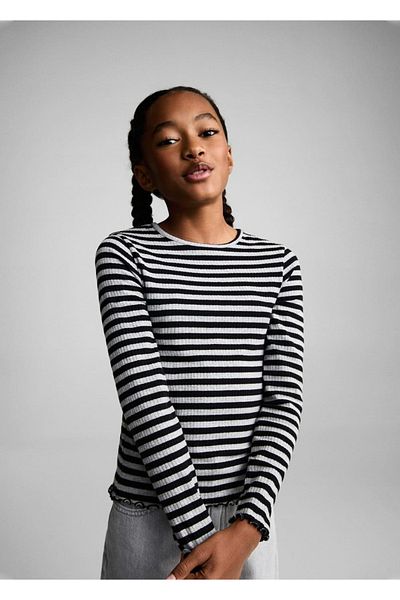 MANGO Kids Tricou cu nervuri cu dungi