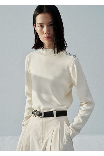 MANGO Woman Knitted Sweater with Button Detail