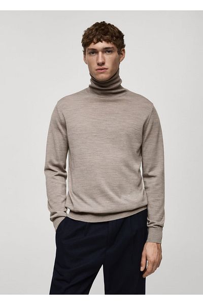 MANGO Man 100% Merino Wool Turtleneck Sweater
