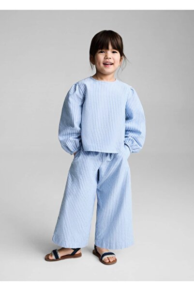 MANGO Baby Pamuklu çizgili pantolon