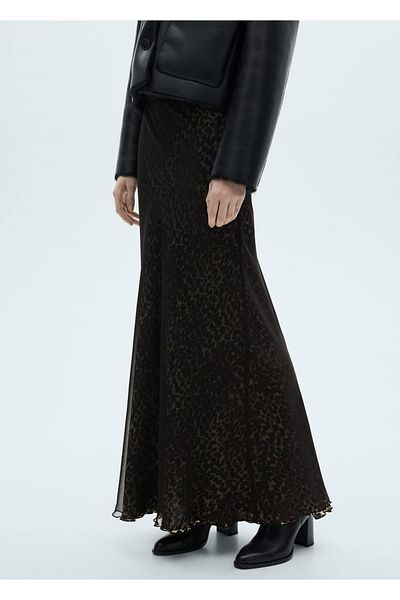 MANGO Woman Leopard Print A-Line Skirt
