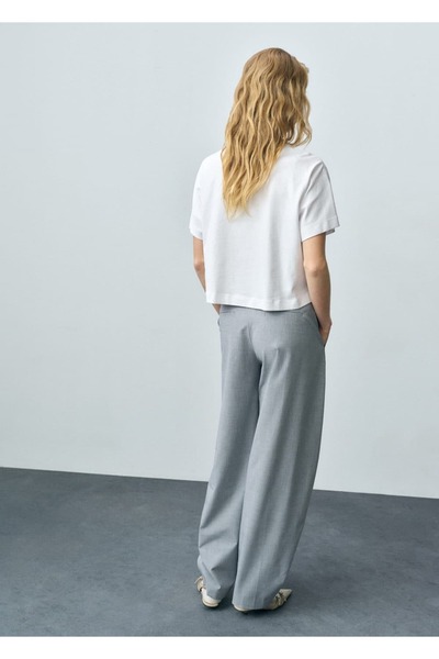 MANGO Woman Βαμβακερό κοντομάνικο μπλουζάκι