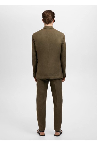 MANGO Man Amerikan takım elbise %100 keten slim fit