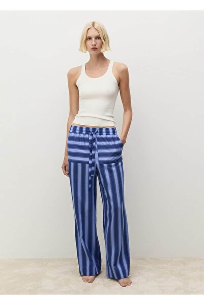 MANGO Woman Pantaloni din lyocell cu dungi în două tonuri