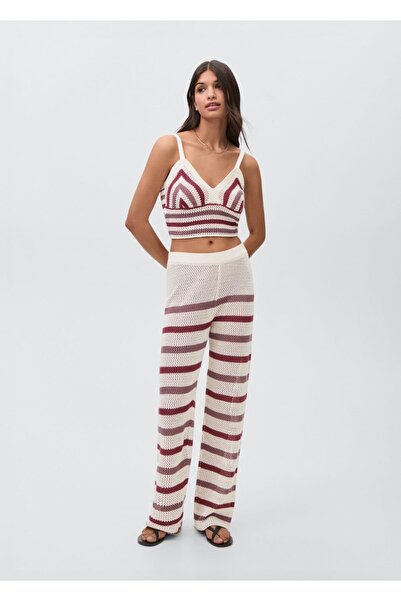 Mango Teen Pantaloni tricotați cu dungi