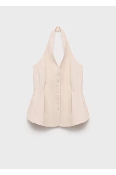 MANGO Woman Halter yaka pensli yelek