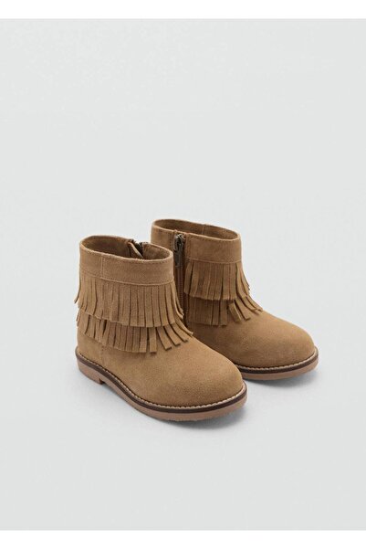 MANGO Baby Δερμάτινες μπότες με φούντες