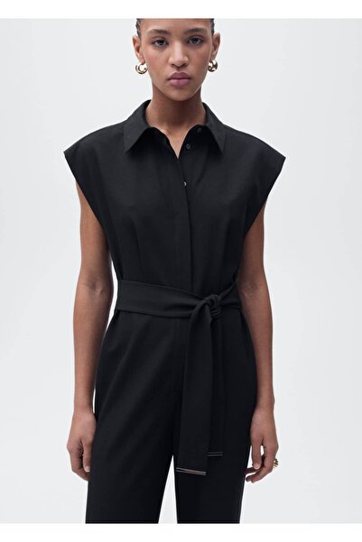 MANGO Woman Kemerli düz kesim tulum