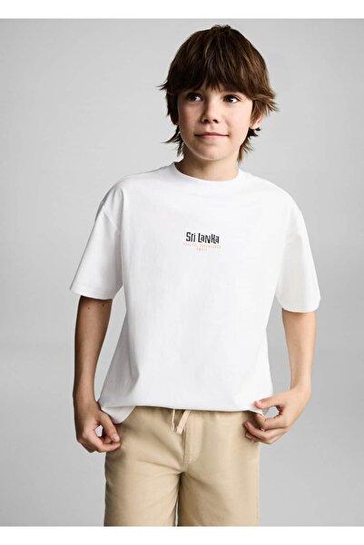 MANGO Kids Βαμβακερό μπλουζάκι με σχέδιο βάρκα