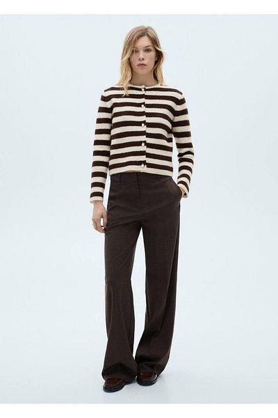 MANGO Woman Buttoned striped cardigan