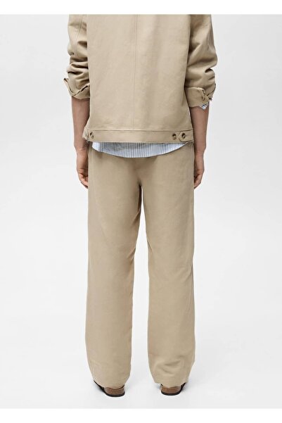 MANGO Man Keten karışımlı regular fit pantolon